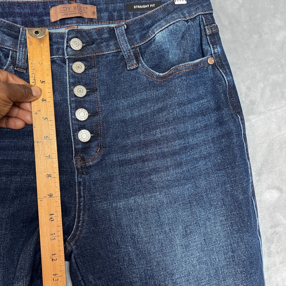 Judy Blue Jeans sz 30  Button Fly Straight Fit  Dark Wash Denim Pants High Rise - Picture 5 of 12